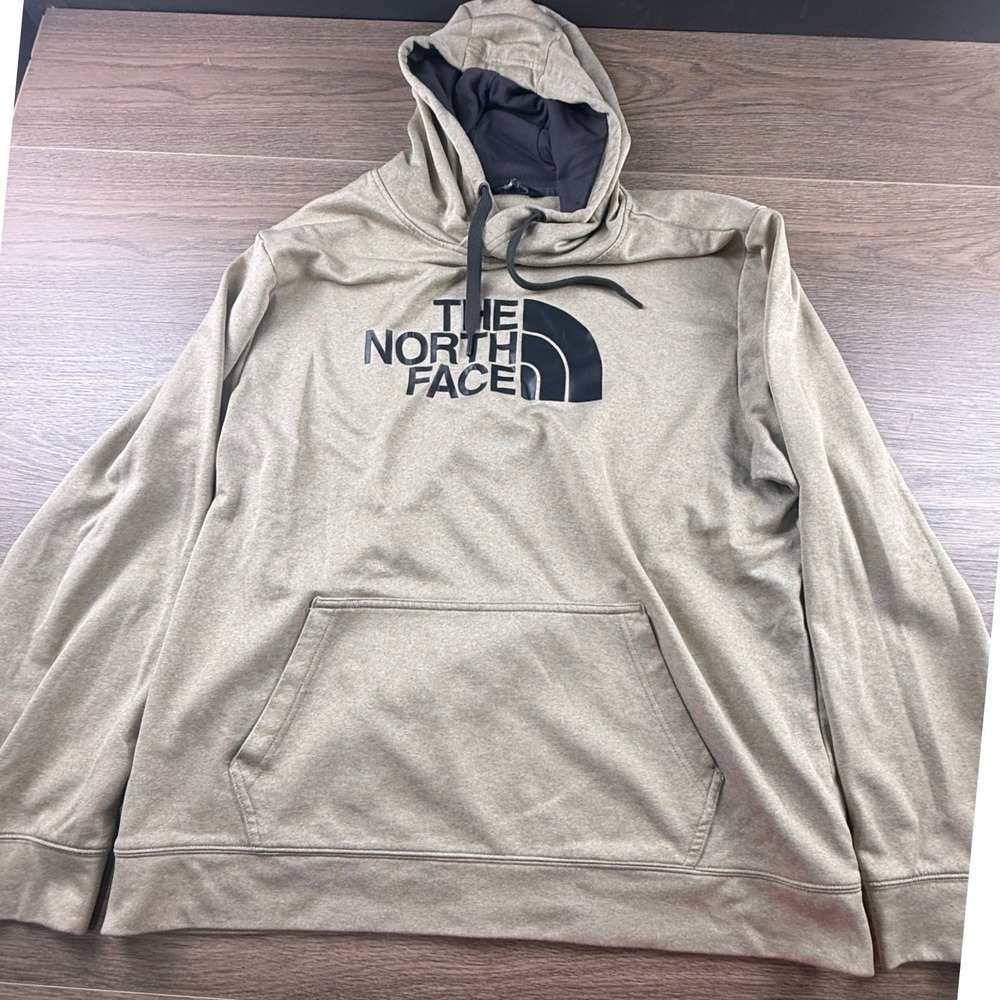 The North Face Men's Logo Hoodie Pullover Heather Tan Polyester Casual XL - Picture 2 of 12